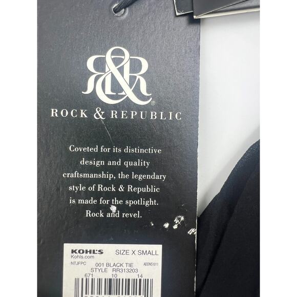 Rock & Republic Shirt Womens Extra Small Black Sheer Blouse Long Sleeve Pullover - Picture 2 of 7